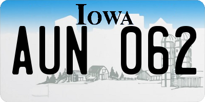 IA license plate AUN062