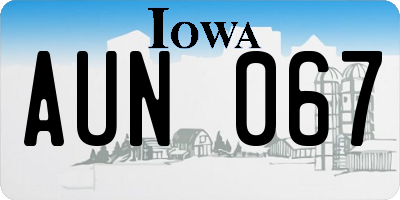 IA license plate AUN067