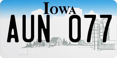 IA license plate AUN077