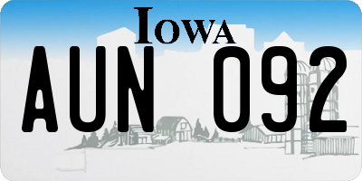 IA license plate AUN092
