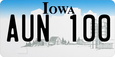IA license plate AUN100