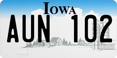 IA license plate AUN102