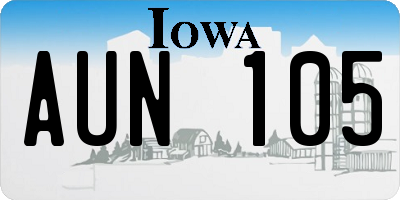 IA license plate AUN105