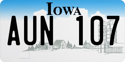 IA license plate AUN107