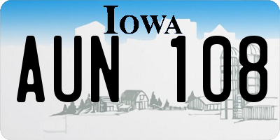 IA license plate AUN108