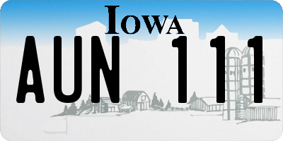 IA license plate AUN111