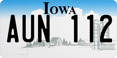 IA license plate AUN112