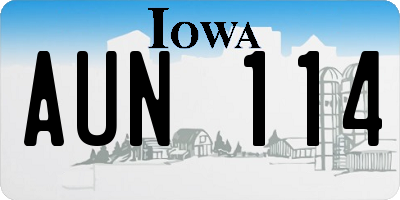 IA license plate AUN114