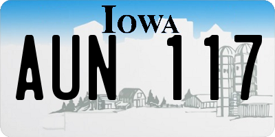 IA license plate AUN117
