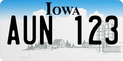 IA license plate AUN123