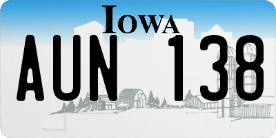 IA license plate AUN138