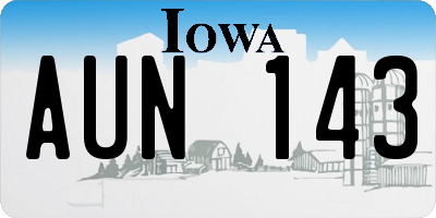 IA license plate AUN143