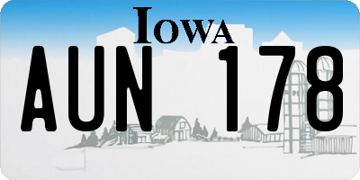 IA license plate AUN178