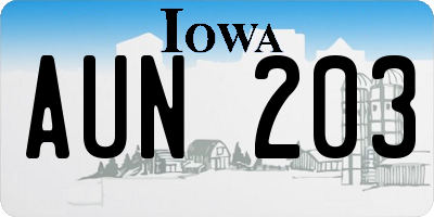 IA license plate AUN203