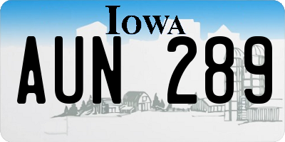 IA license plate AUN289