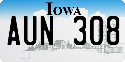 IA license plate AUN308
