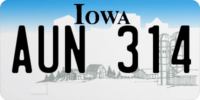 IA license plate AUN314