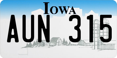 IA license plate AUN315