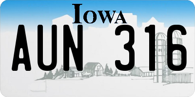 IA license plate AUN316