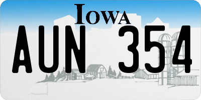 IA license plate AUN354