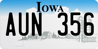 IA license plate AUN356