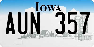 IA license plate AUN357