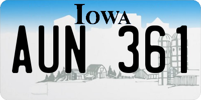 IA license plate AUN361