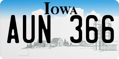 IA license plate AUN366