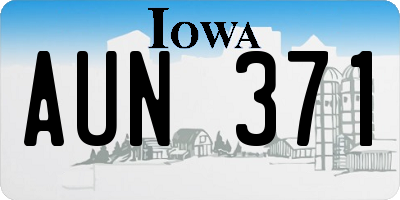 IA license plate AUN371
