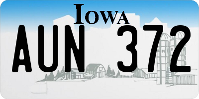 IA license plate AUN372