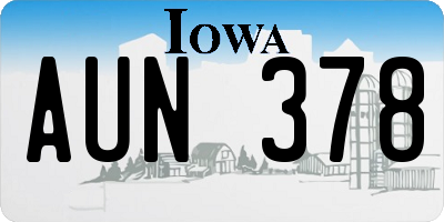 IA license plate AUN378