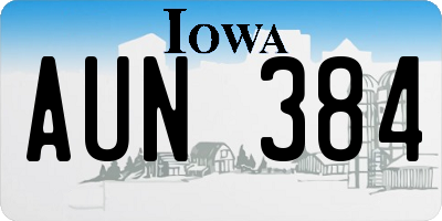 IA license plate AUN384