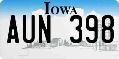 IA license plate AUN398