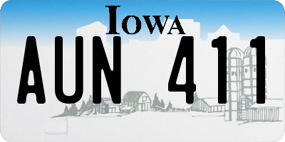 IA license plate AUN411