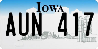 IA license plate AUN417
