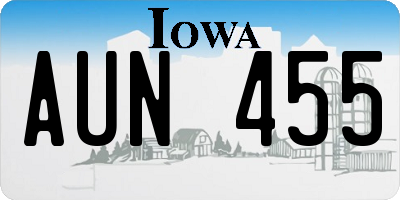 IA license plate AUN455