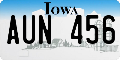 IA license plate AUN456
