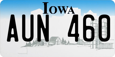 IA license plate AUN460