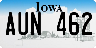 IA license plate AUN462