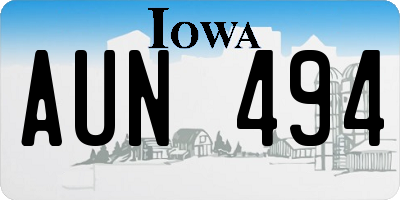IA license plate AUN494