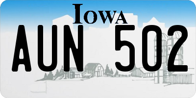 IA license plate AUN502
