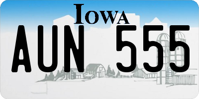 IA license plate AUN555