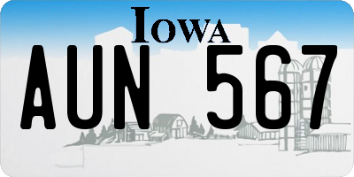 IA license plate AUN567
