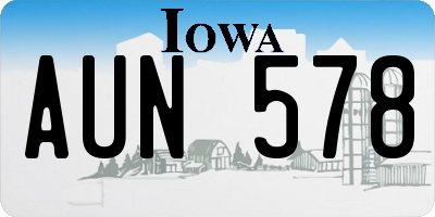 IA license plate AUN578