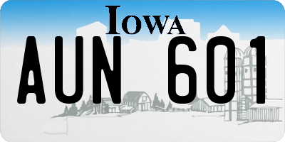 IA license plate AUN601
