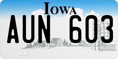 IA license plate AUN603