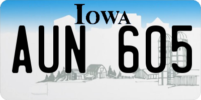 IA license plate AUN605