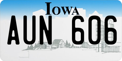 IA license plate AUN606