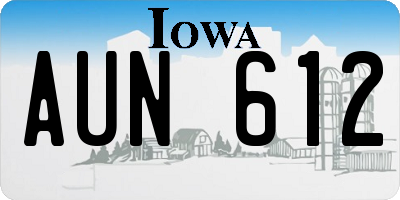IA license plate AUN612