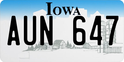 IA license plate AUN647